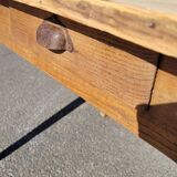 Old rustic farm table made in 1900s in oak - 1m22