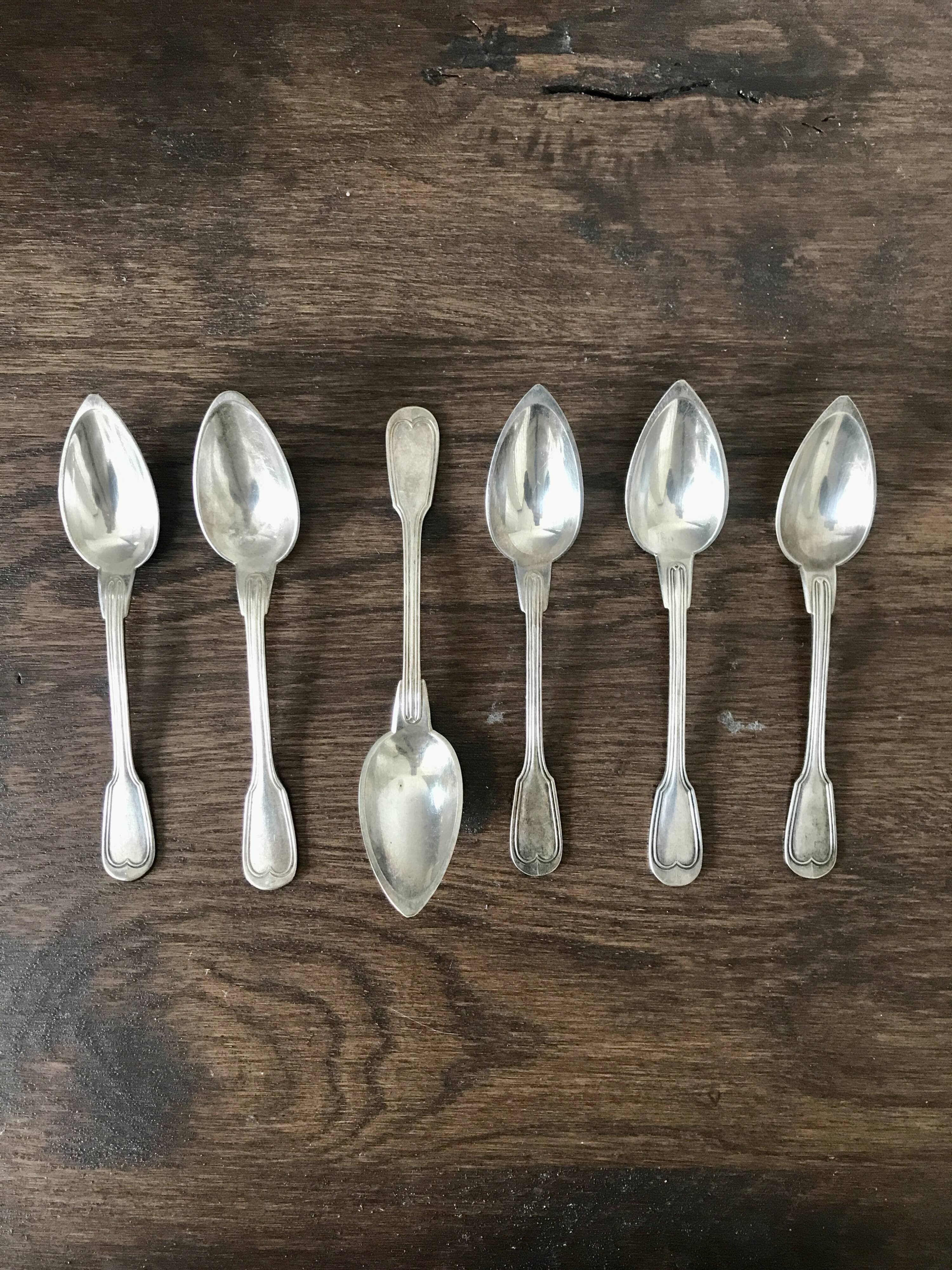 Set of 6 Christofle dessert spoons