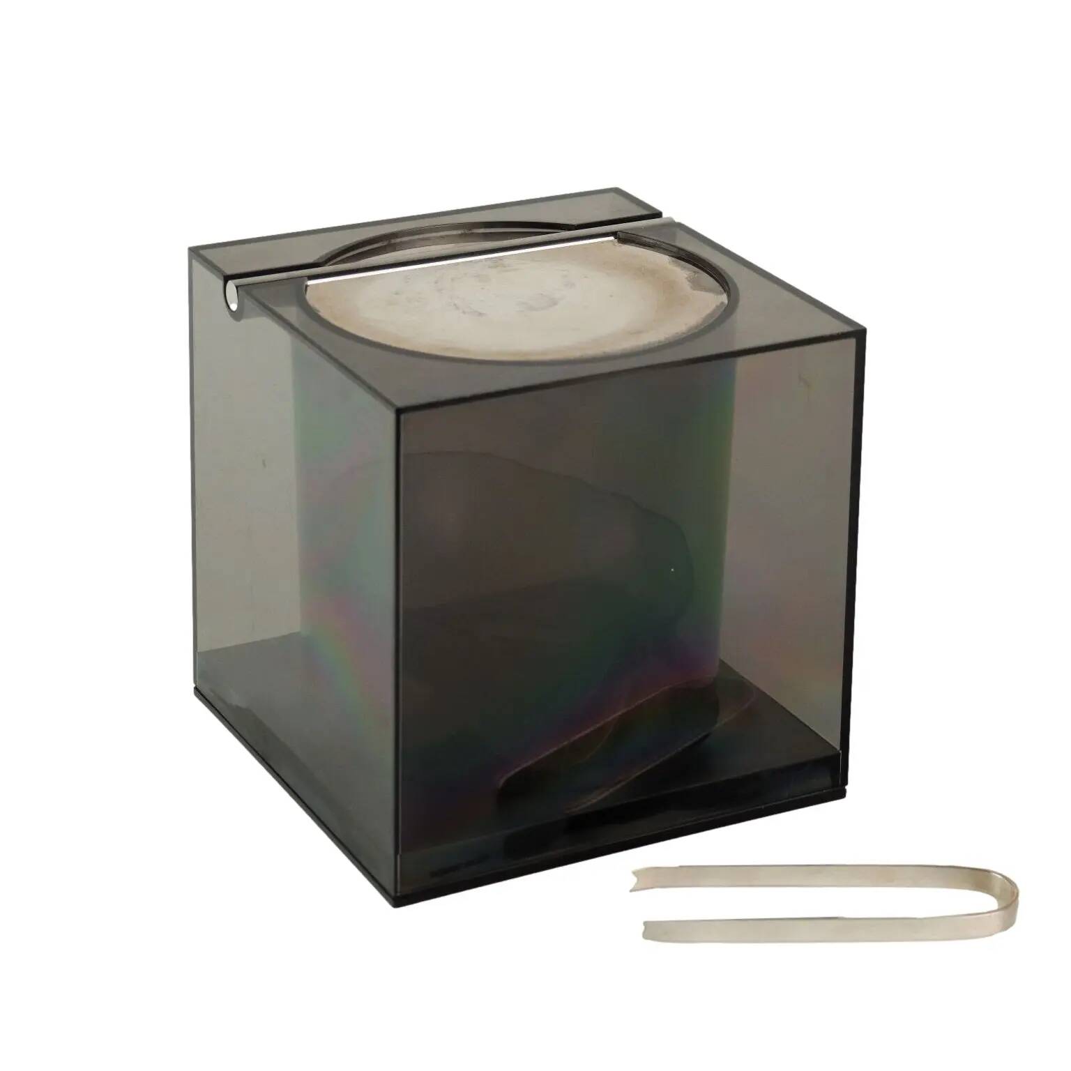 Seau à glace vintage design Cini & Nils Milan en plexiglas Italie années 1980