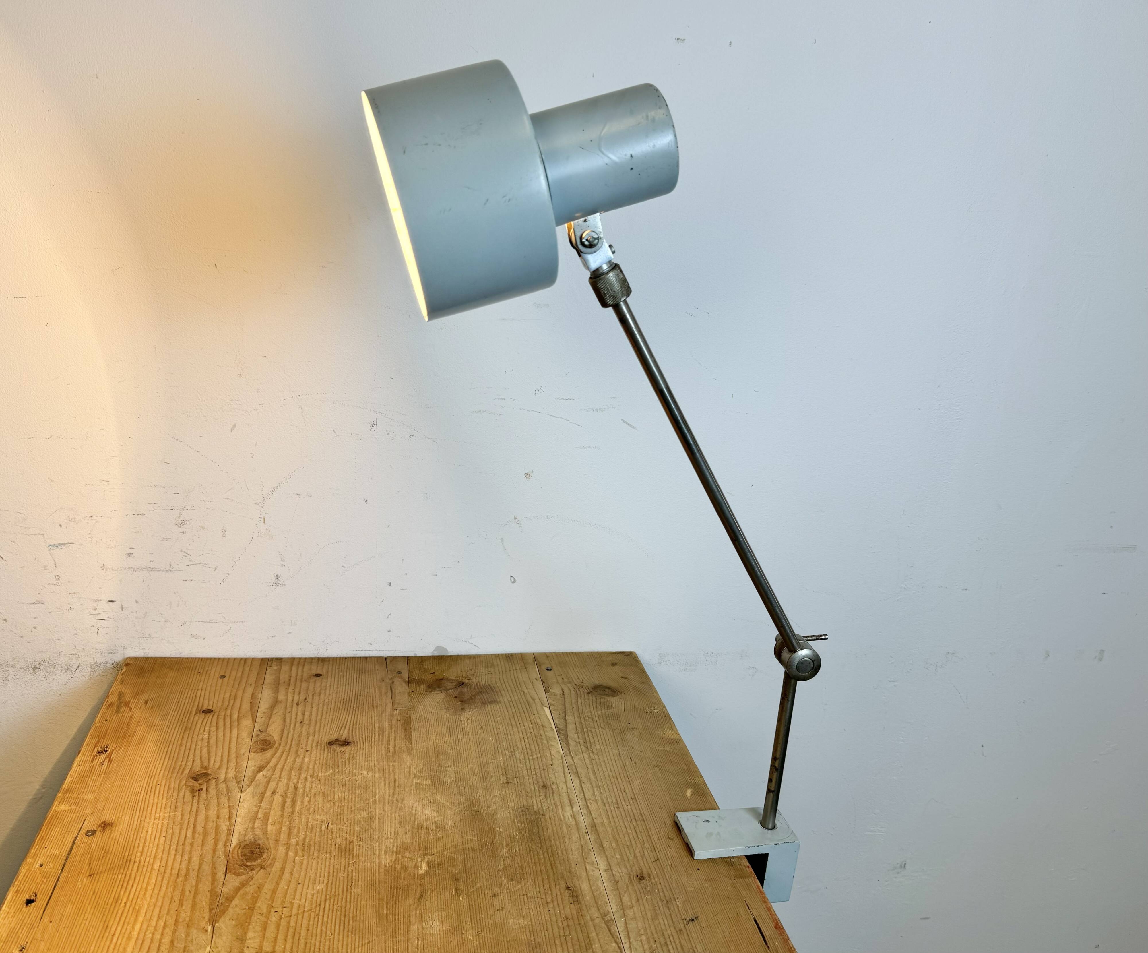 Grey Industrial Factory Office Desk Lamp from Elektrosvit, 1970s