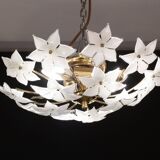 Charming Vintage Murano Ceiling Light White Flowers, 1960s