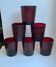 Set of 6 burgundy colored glass glasses 70s