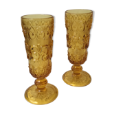 Lot de 2 coupes à champagne en verre moulé