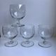 Set of 4 round crystal wine glasses engraved 50s