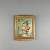 Tableau Huile Sur Toile Nature Morte Florale, Londres, XIXe Siècle