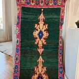 Berber boucharouite rug in emerald green