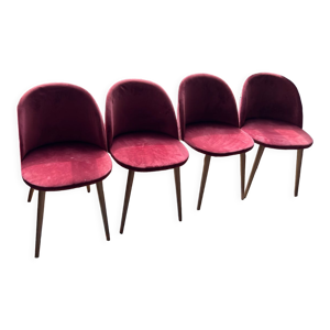 4 chaises en velours - rouge