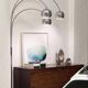 Sculptural Space Age Arco Floor Lamp, Chrome Metal, Three Lights, Reggiani