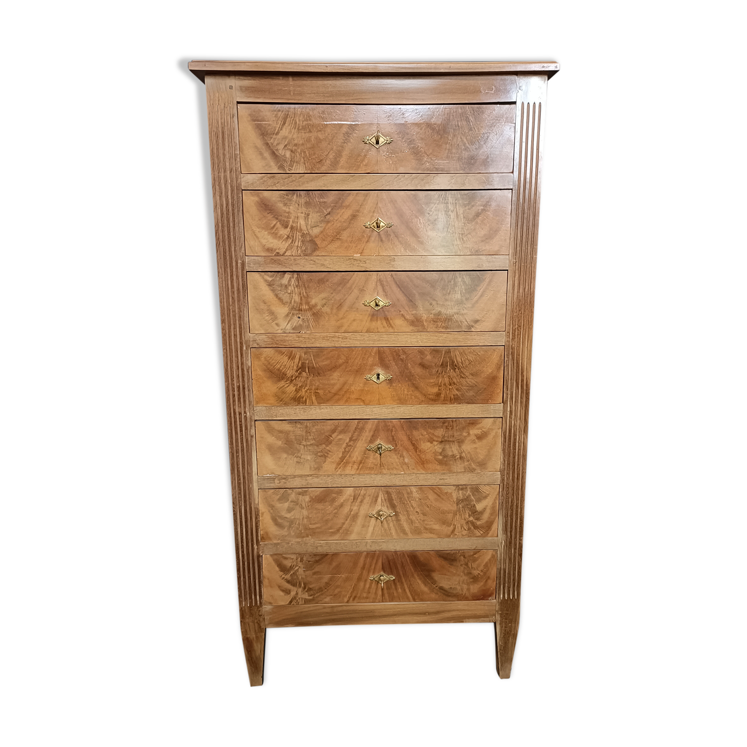 Semainier style Louis XVI en placage de noyer