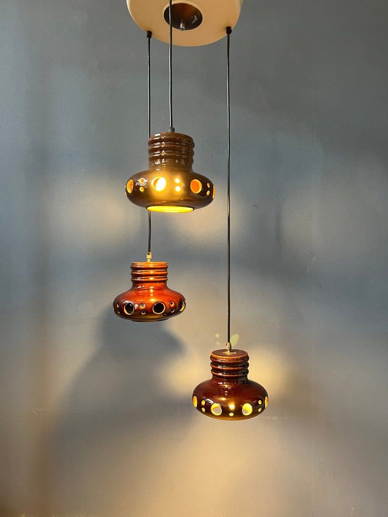 Ceramic pendant lamp West Germany Cascade