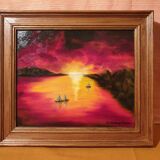 Sunset signed B Deschamps Nicolas Painting