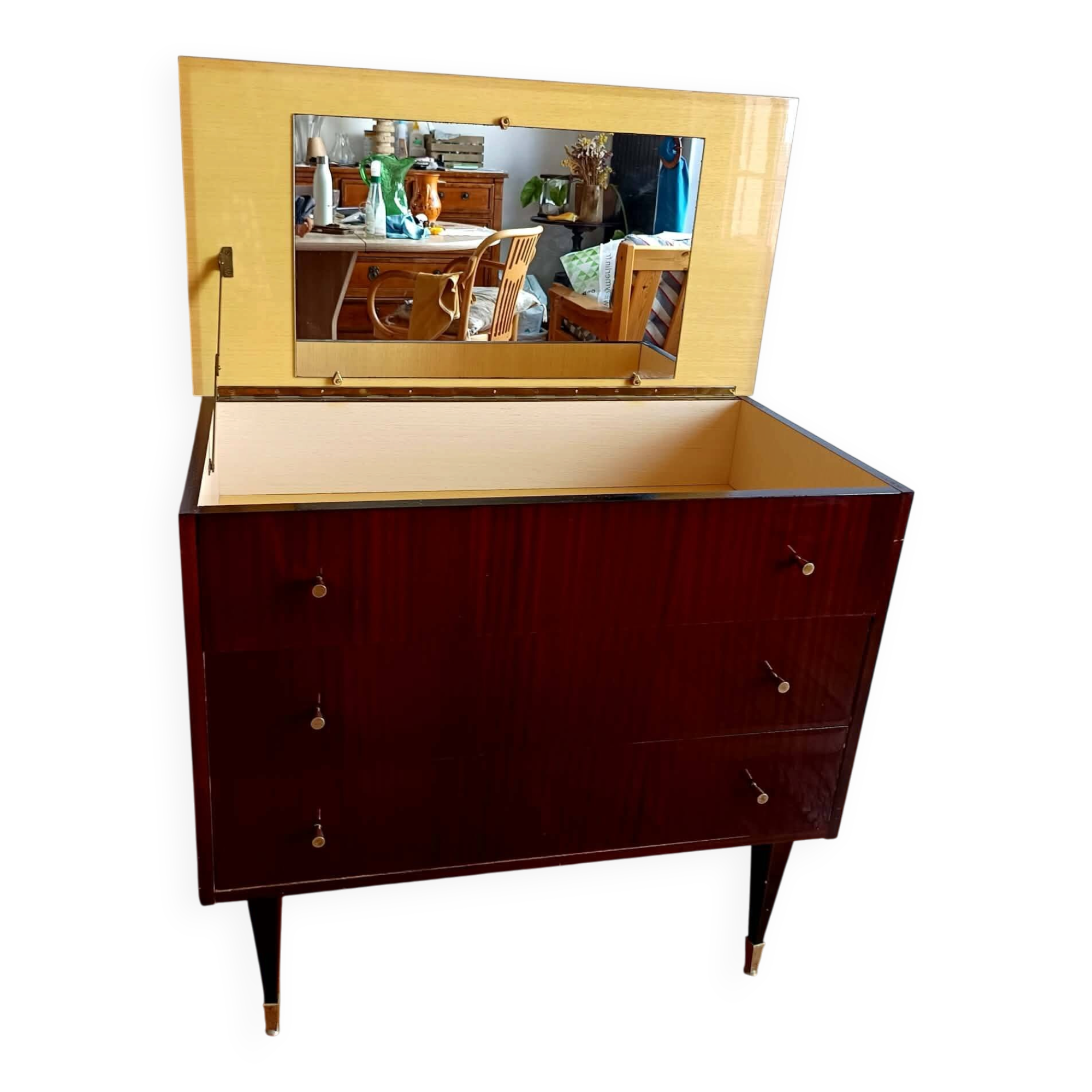 Vintage 1950s lacquered wooden dressing table
