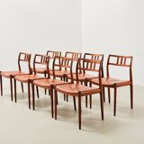 Niels Otto Moller Set of 8 Model 79 Dining Chairs in Rosewood and Leather for JL Mollers 1966