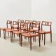 Niels Otto Moller Set of 8 Model 79 Dining Chairs in Rosewood and Leather for JL Mollers 1966
