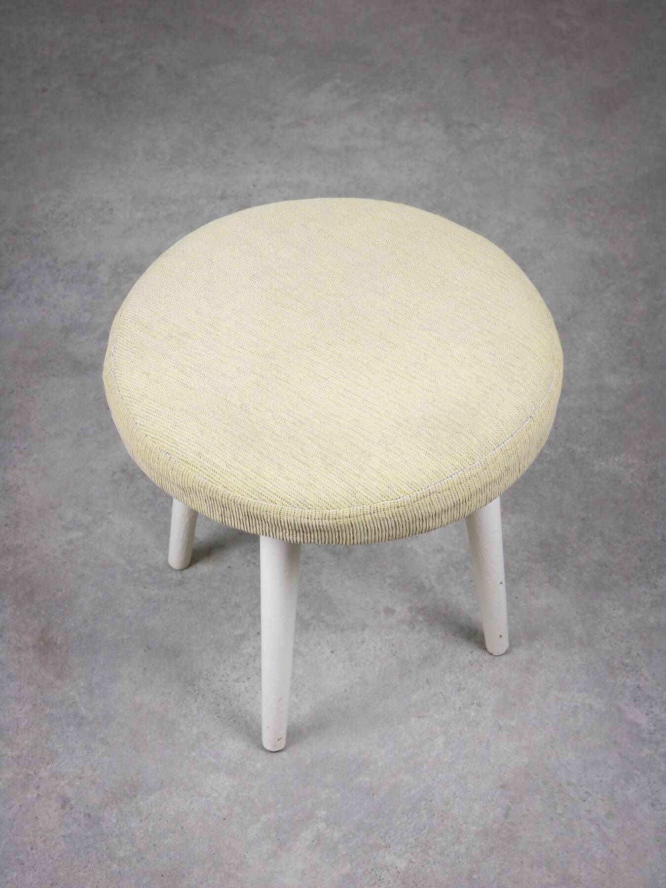 Vintage Italian Stool in Beige Fabric, 80s