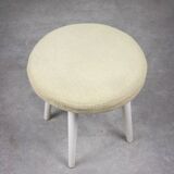 Tabouret vintage italien en tissu beige, années 80