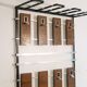 Danish teak and metal coat rack, 1960s