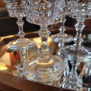 Set of 9 fine cut crystal stemmed glasses - France, circa 1950