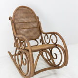 Rocking chair curved wood and cannage
