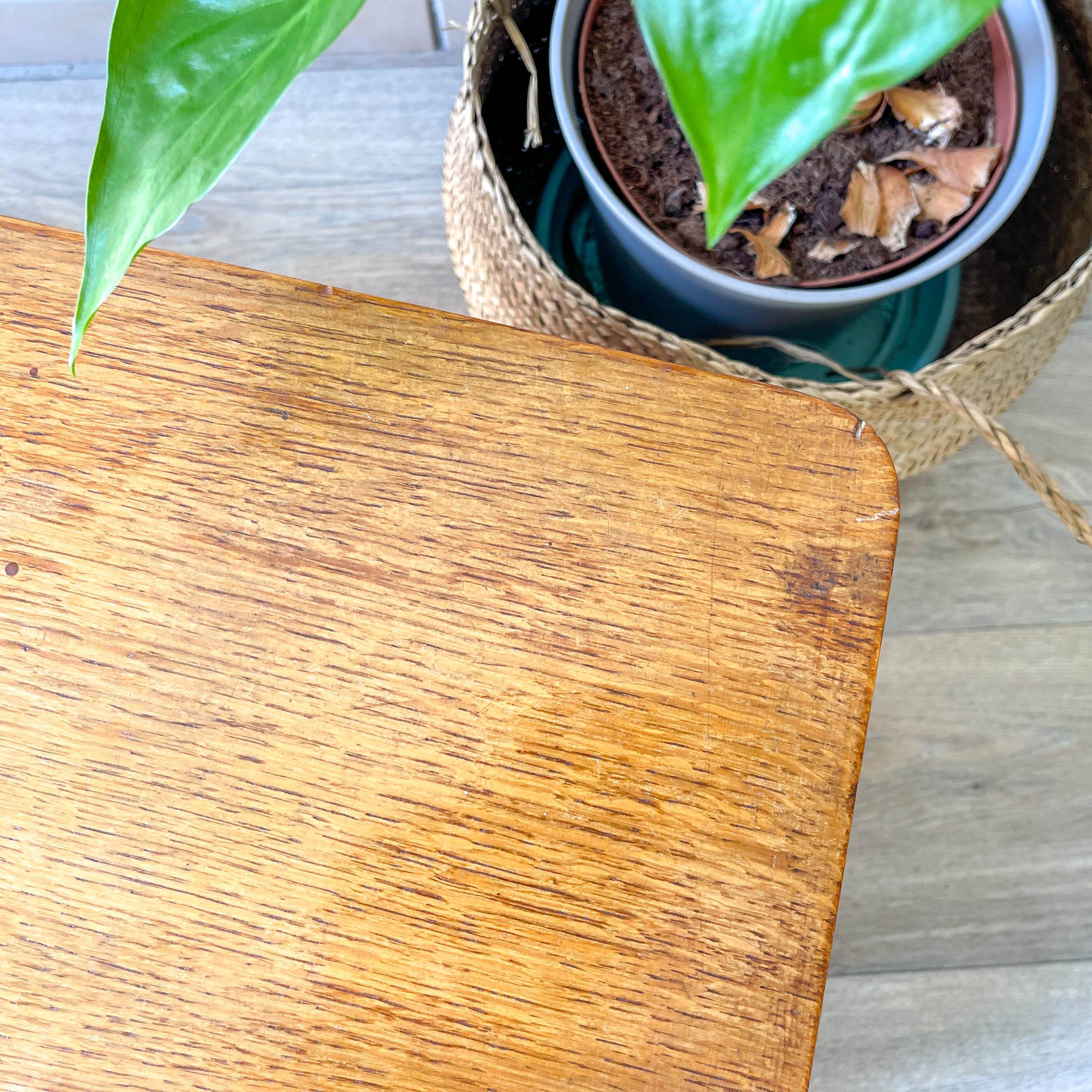 Vintage wooden and rattan storage bench – 1960s – Retro storage bench