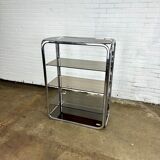 Vintage chrome rack with crystal smoked glass