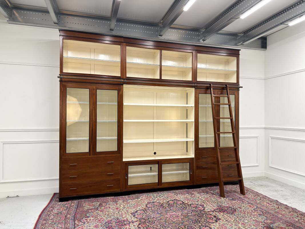 Large Classic English Art Deco Bookcase Library Cabinet