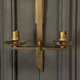 Modernist bronze wall lamp 1960 two lights