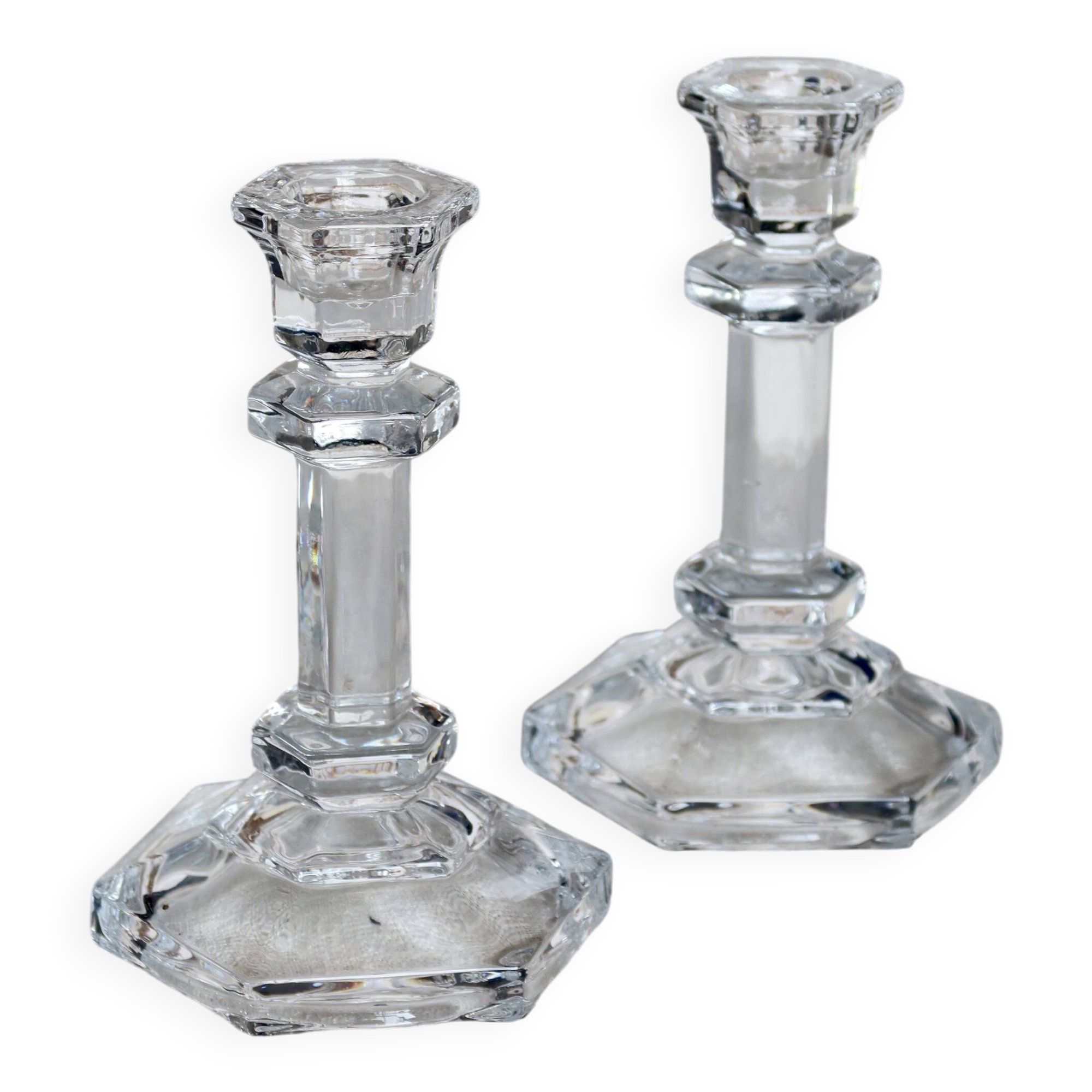 Vintage cut glass candle holders
