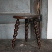 Vintage stool, wooden stool, tripod stool with turned legs, plant stand.