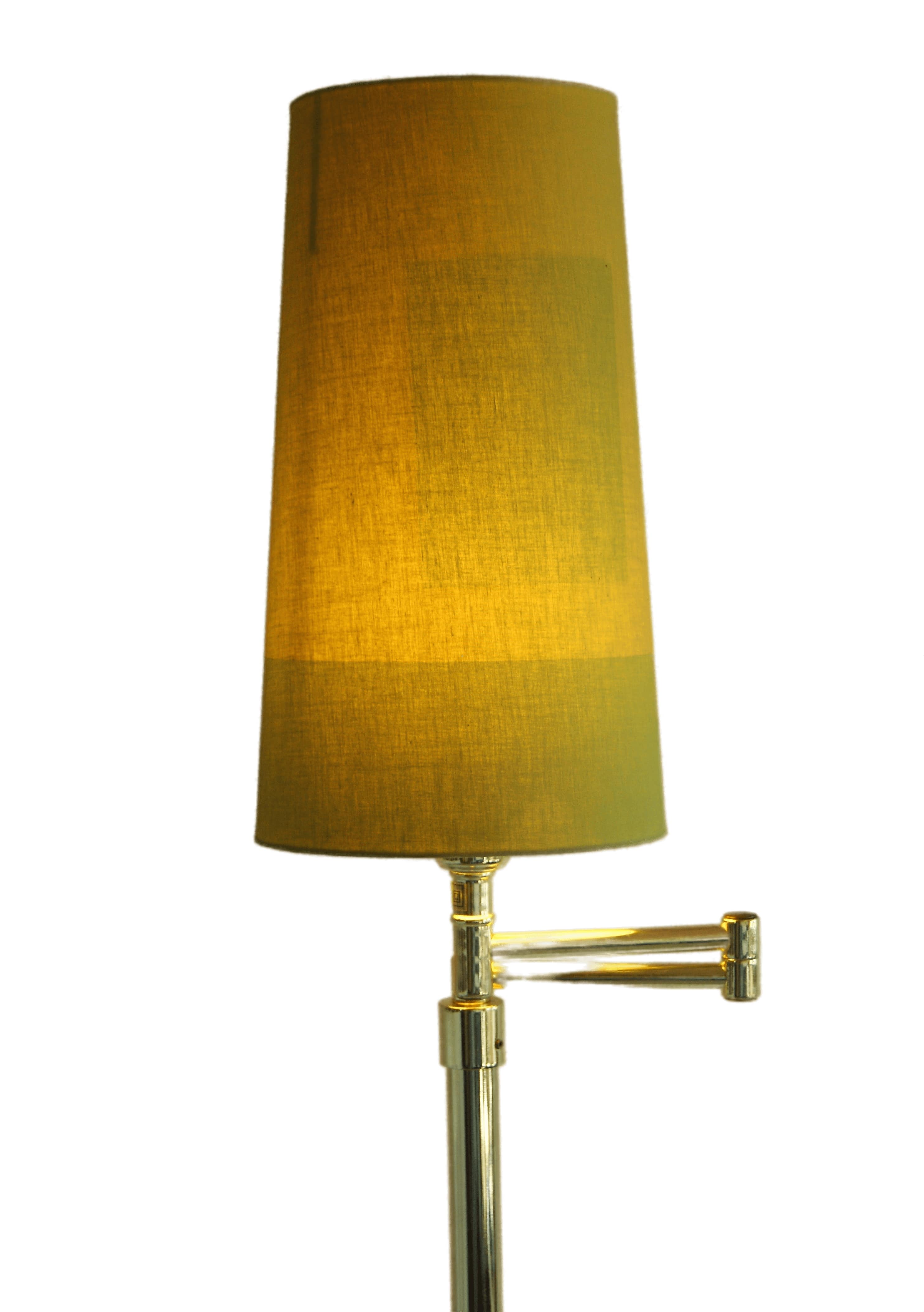 Vintage ikea brass swing arm floor lamp with pastel green fabric shade