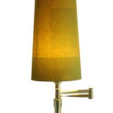 Vintage ikea brass swing arm floor lamp with pastel green fabric shade