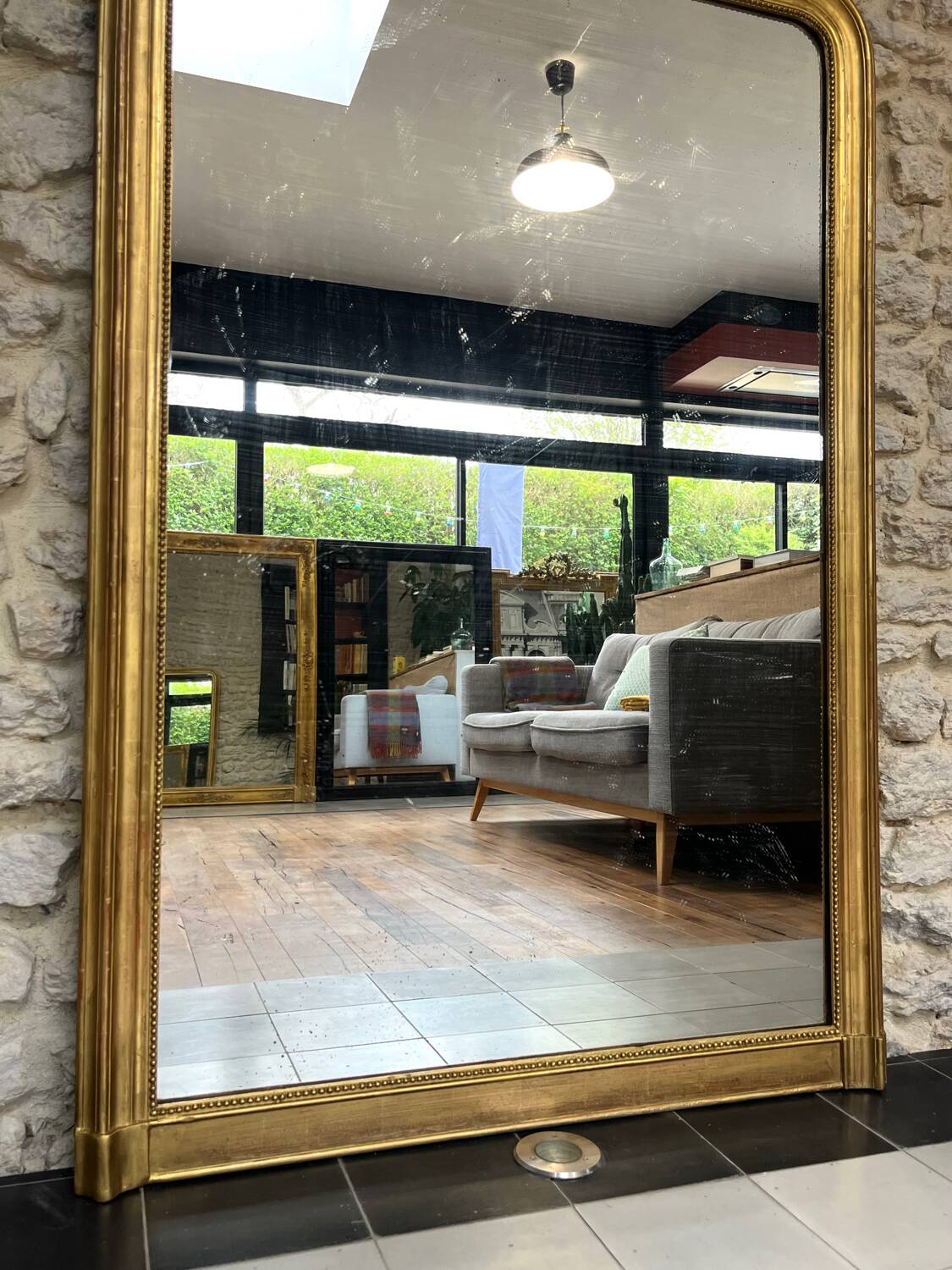 Antique Louis Philippe mirror gilded with gold leaf 146.5cm/98.5cm