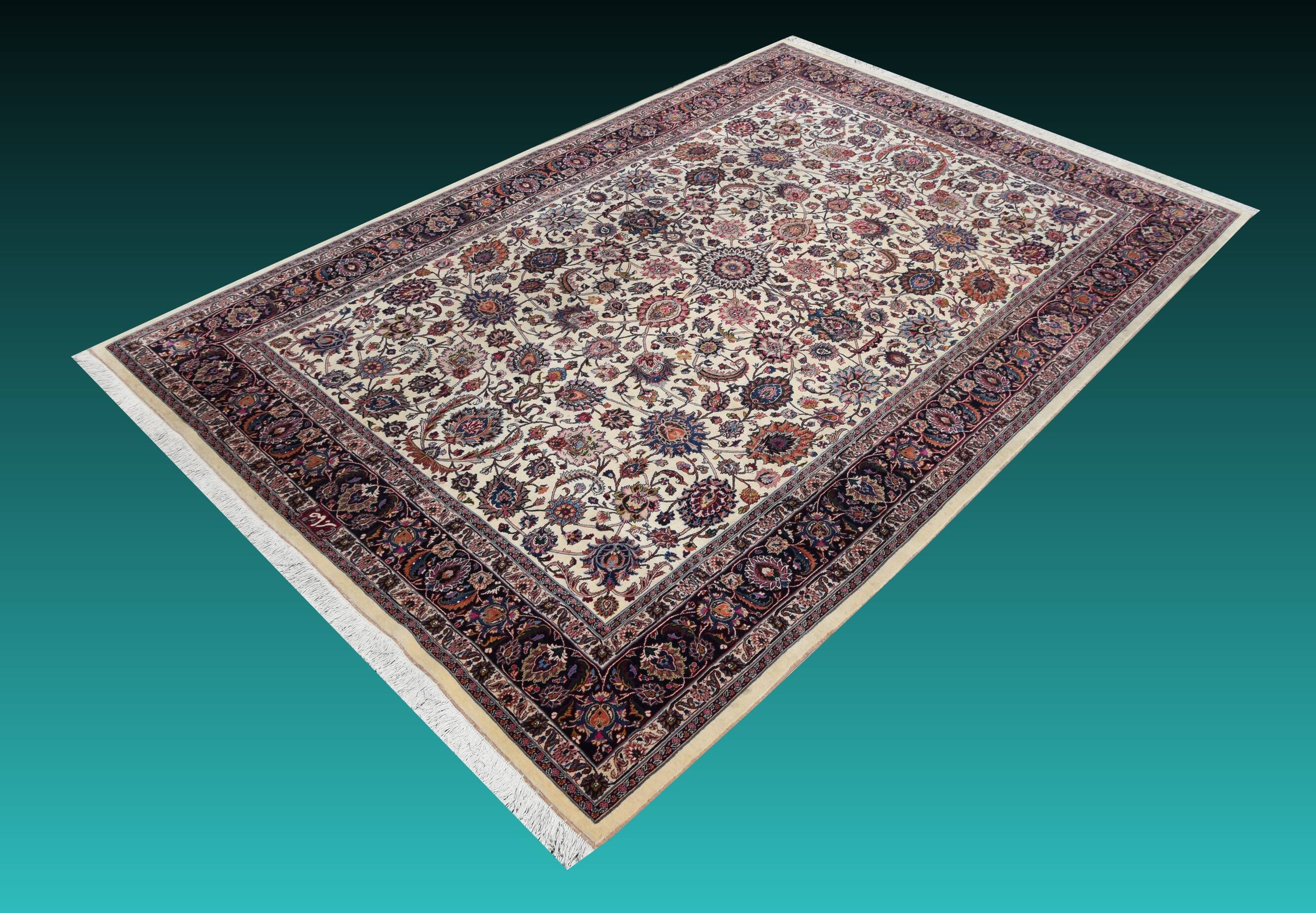 Oriental carpet Tabriz Iran in wool and silk – Signed "Saber" – 210 x 300 cm