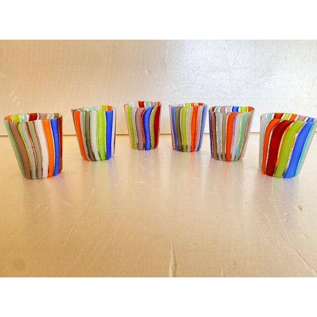 Set of 6 Contemporary Multicolored Murano Glass Glasses