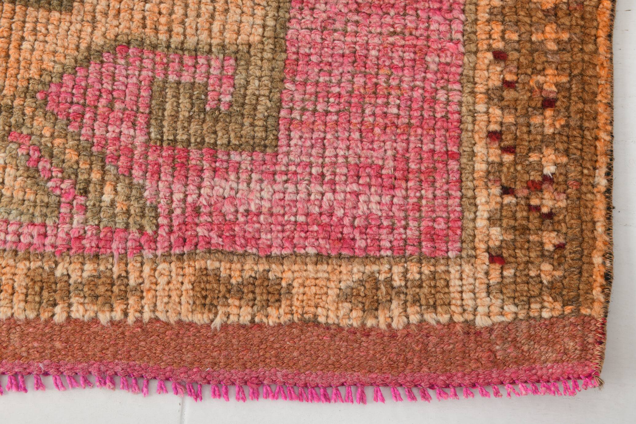 3x11 Faded Pink & Brown Vintage Runner Rug,