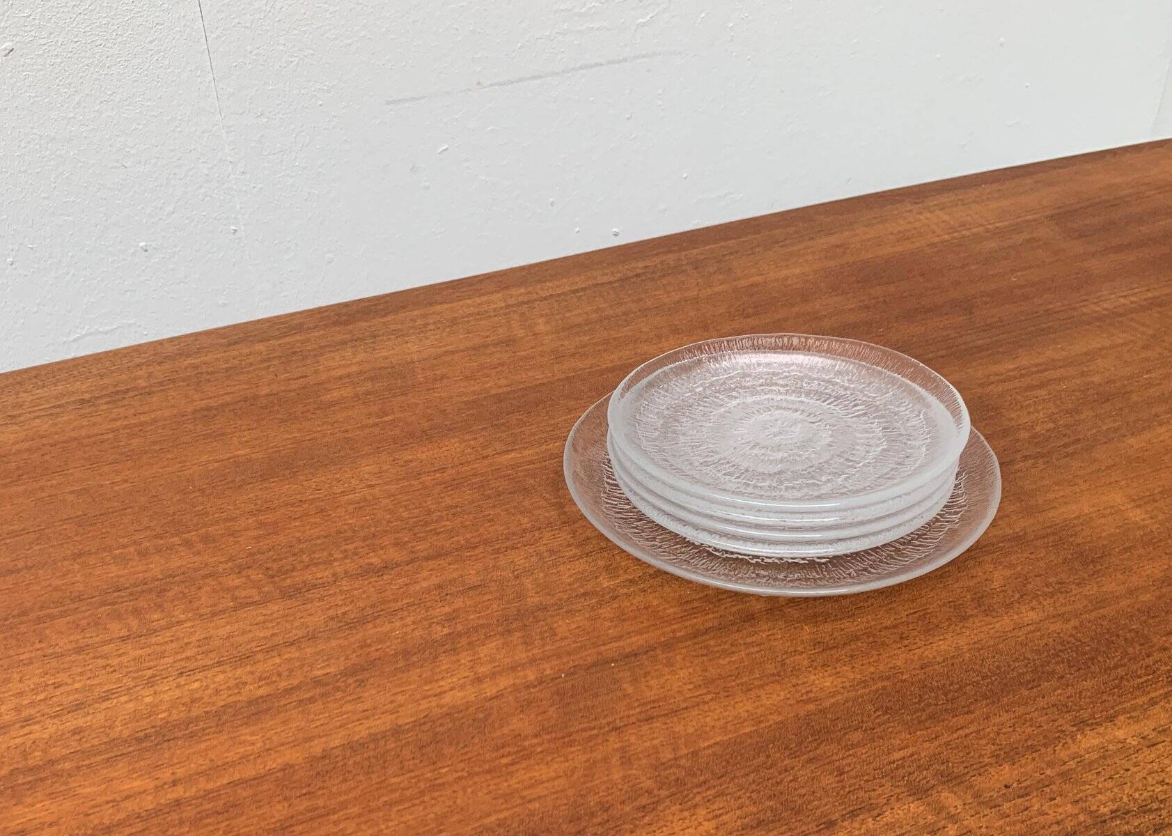 Vintage Finnish Glass Plates Solaris by Tapio Wirkkala for Iittala, Set of 5