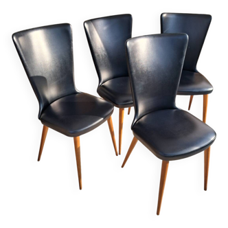 4 black Baumann style chairs