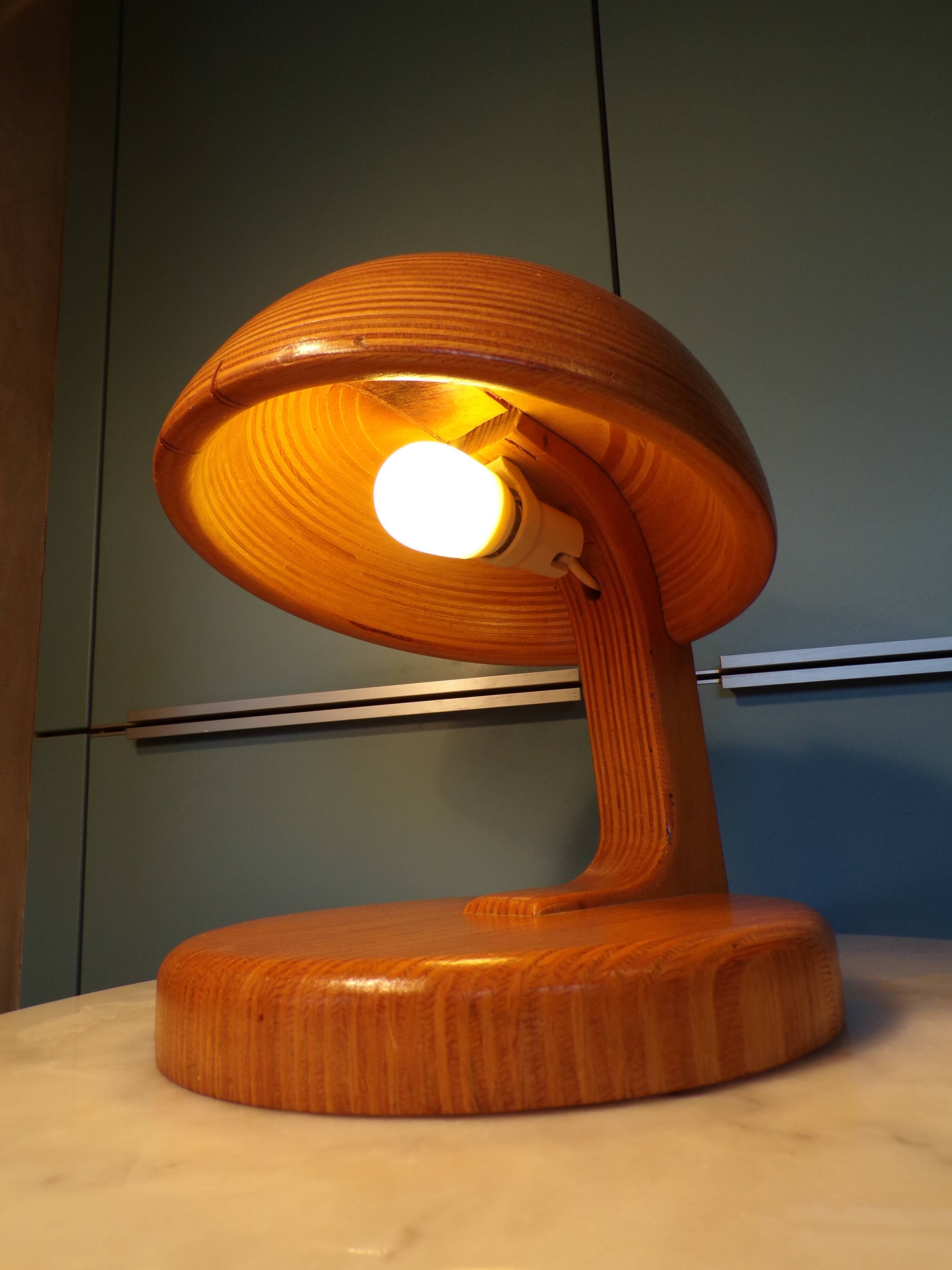Scandinavian table lamp in solid wood