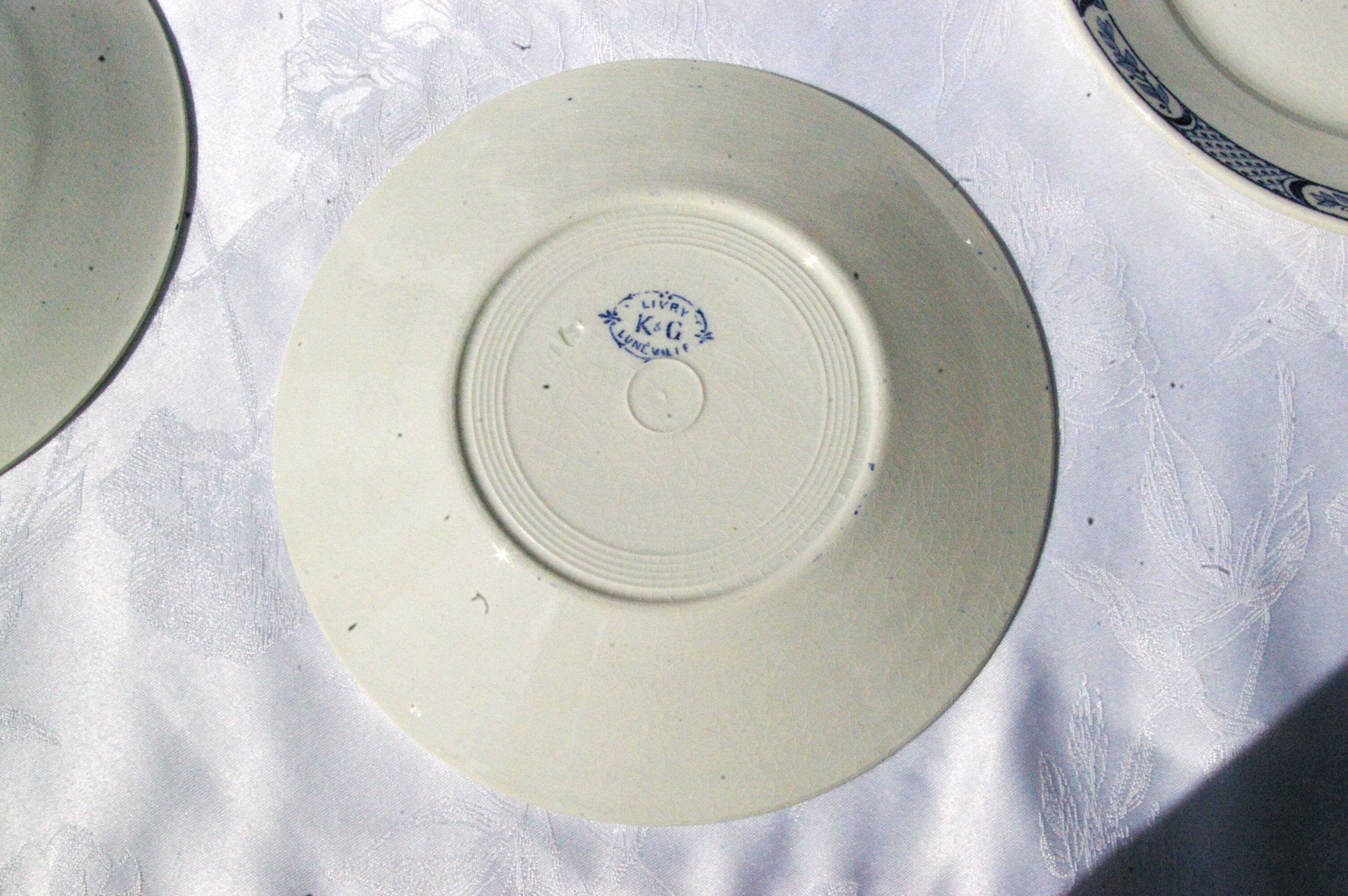 6 flat plates in Earthenware KG Lunéville livry model - D 21cm