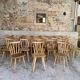 📣 Set of 50 vintage bistro chairs – Warm stained wood – Compact legs