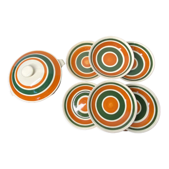 Service in faience of Gien 70s