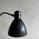 Vintage Black Metal Screw-On Industrial Clamp Lamp with Adjustable Arm and Conical Shade
