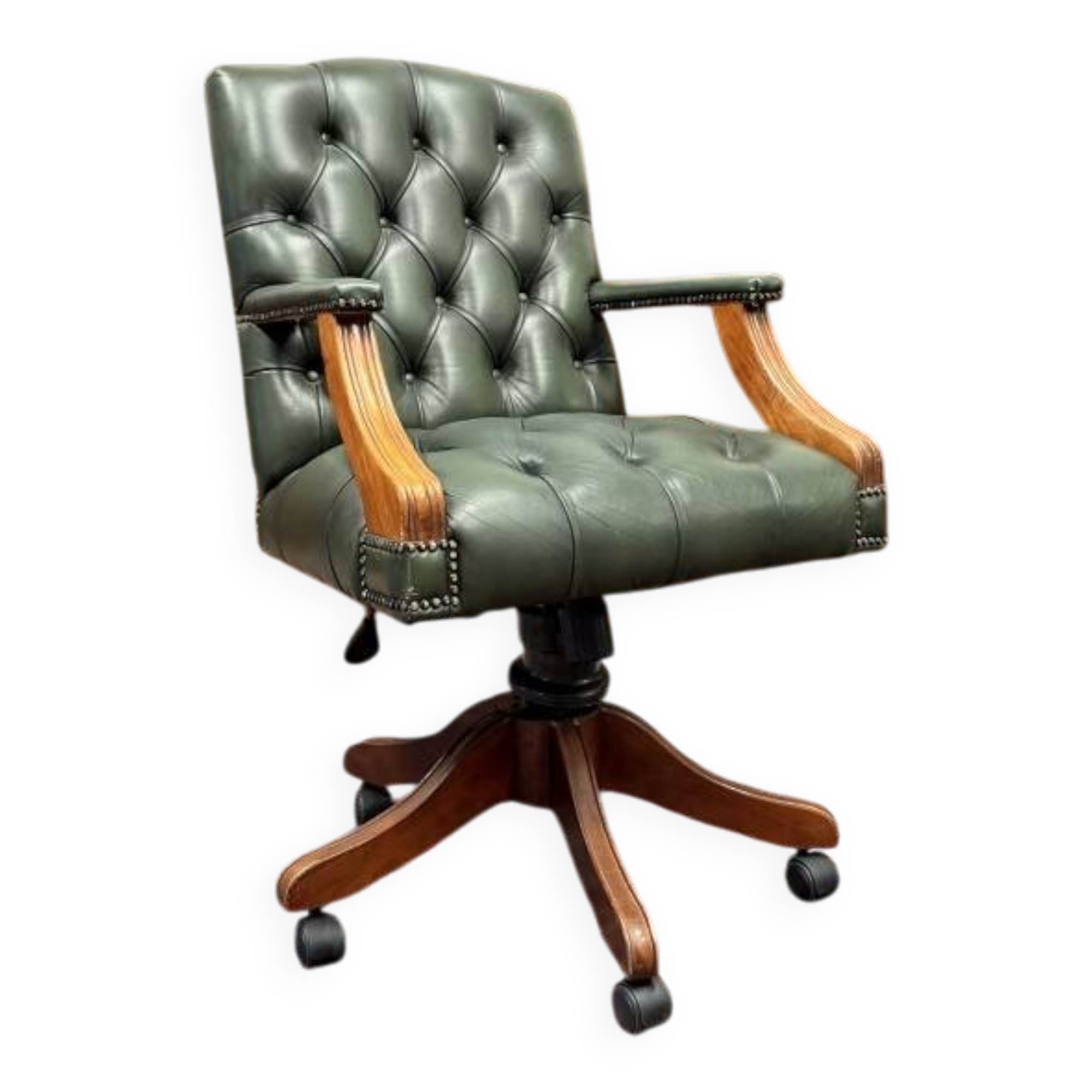 Chaise de bureau Chesterfield anglaise verte