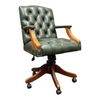 English Chesterfield Office Chair Green