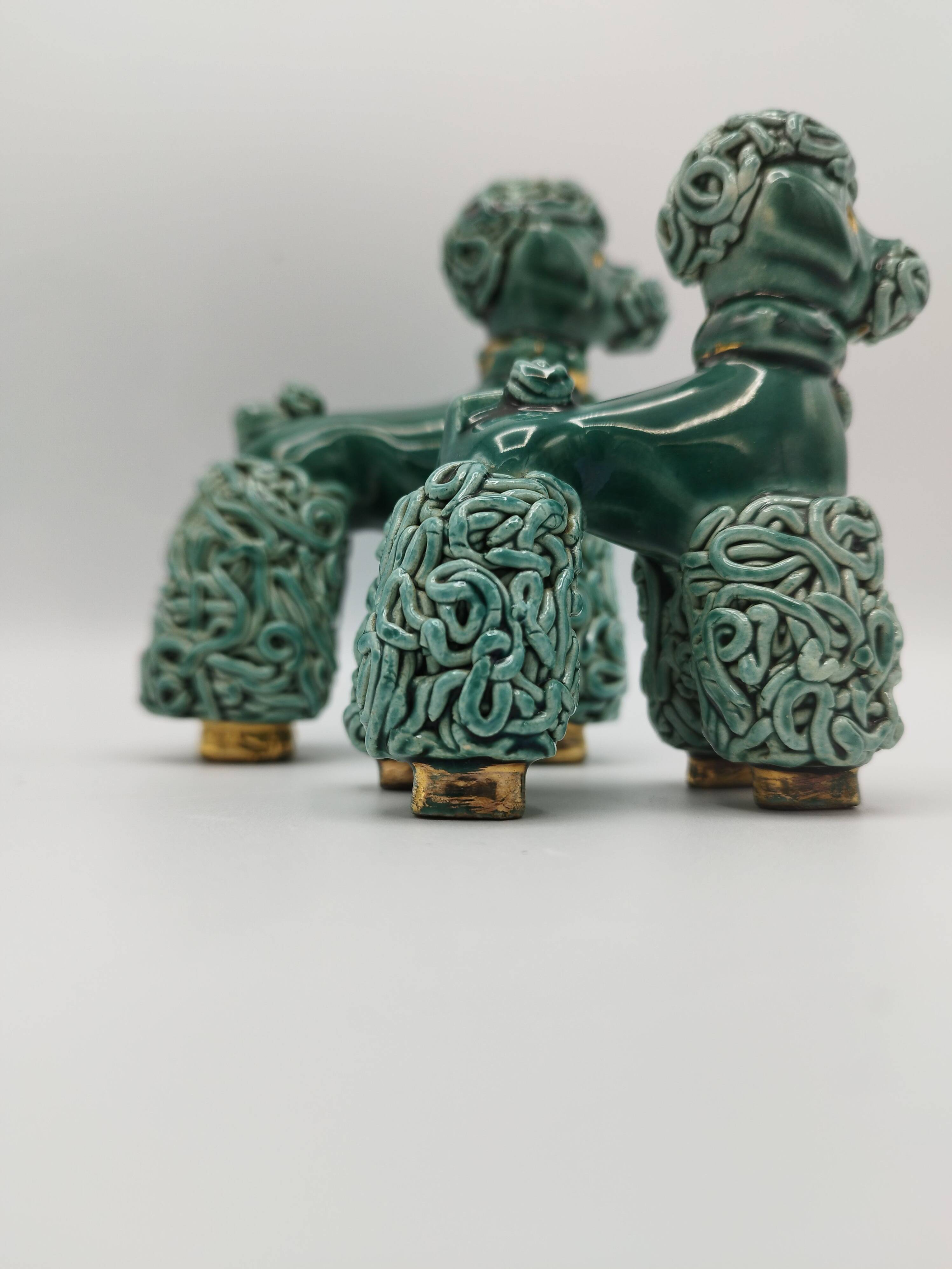 Lot of 2 royal poodles in 1960s spaghetti ceramic