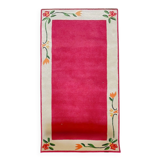 Hand-tufted wool rug "Blütenbordüre" Tisca 1980s France