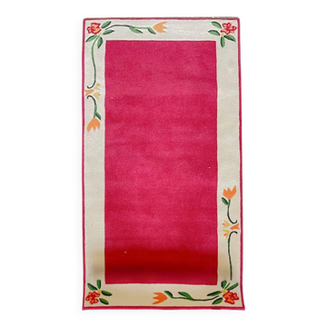 Hand-tufted wool rug "Blütenbordüre" Tisca 1980s France