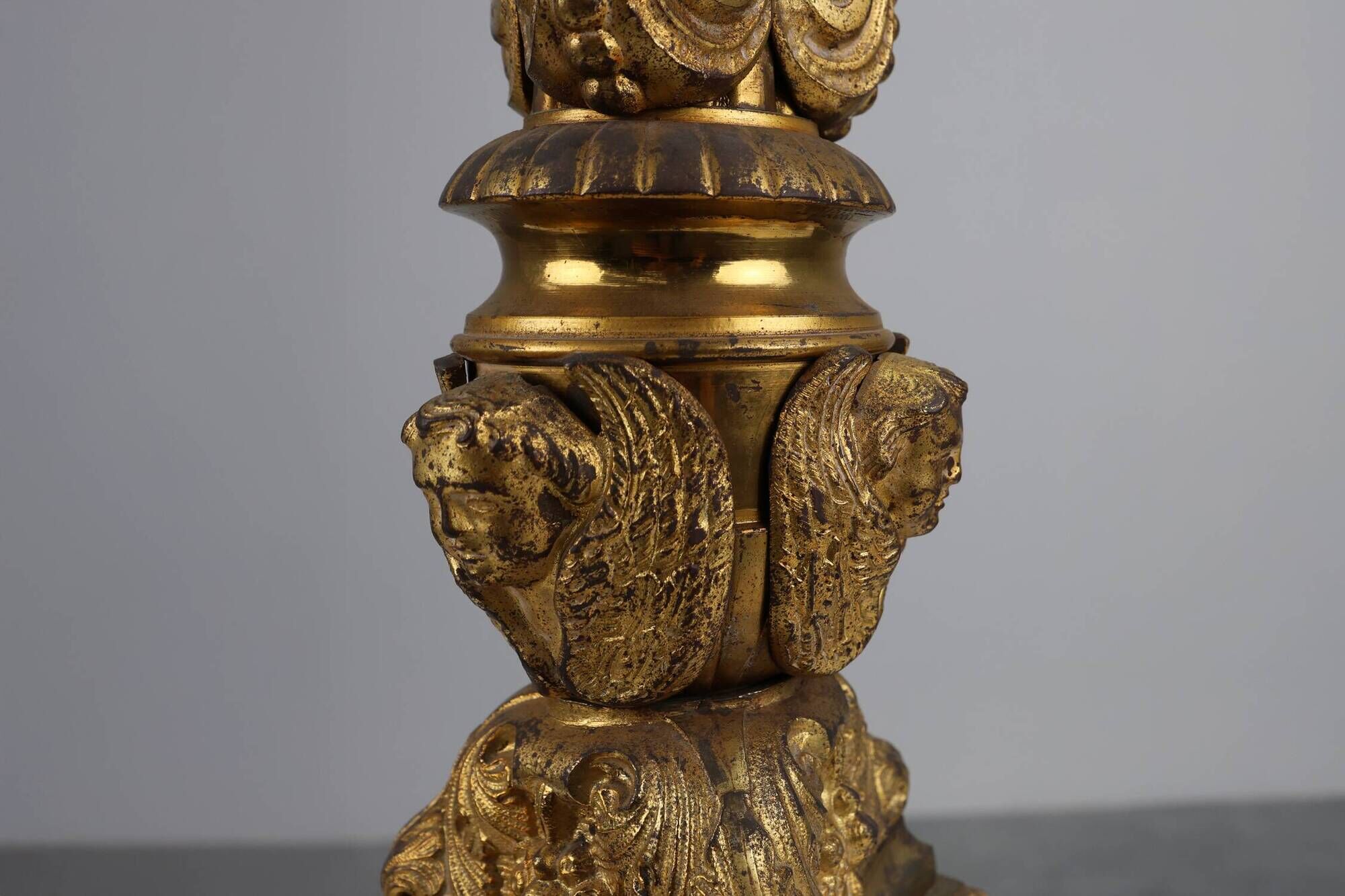 Large 18th century bronze and copper church candle holder, France