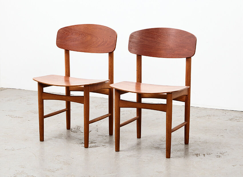 Borge Mogensen Pair of 122 Dining Chairs for Soborg Denmark 1951
