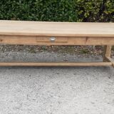Farm table in solid oak raw wood 2 drawers